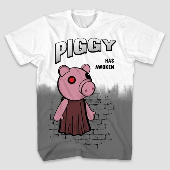 Piggy Boy's Piggy Gamer Short Sleeve Graphic T-Shirt White/Gray Small - Picture 1 of 3